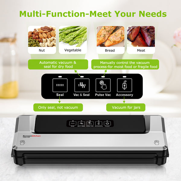 Bonsenkitchen Food Sealer Machine, Dry/Moist Vacuum Sealer Machine VS2100