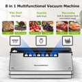 Bonsenkitchen Vacuum Sealer, Stainless Steel 8-in-1 Food Sealer with Built-in Cutter and Bag Storage