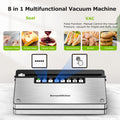 Bonsenkitchen Vacuum Sealer, Stainless Steel 8-in-1 Food Sealer with Built-in Cutter and Bag Storage